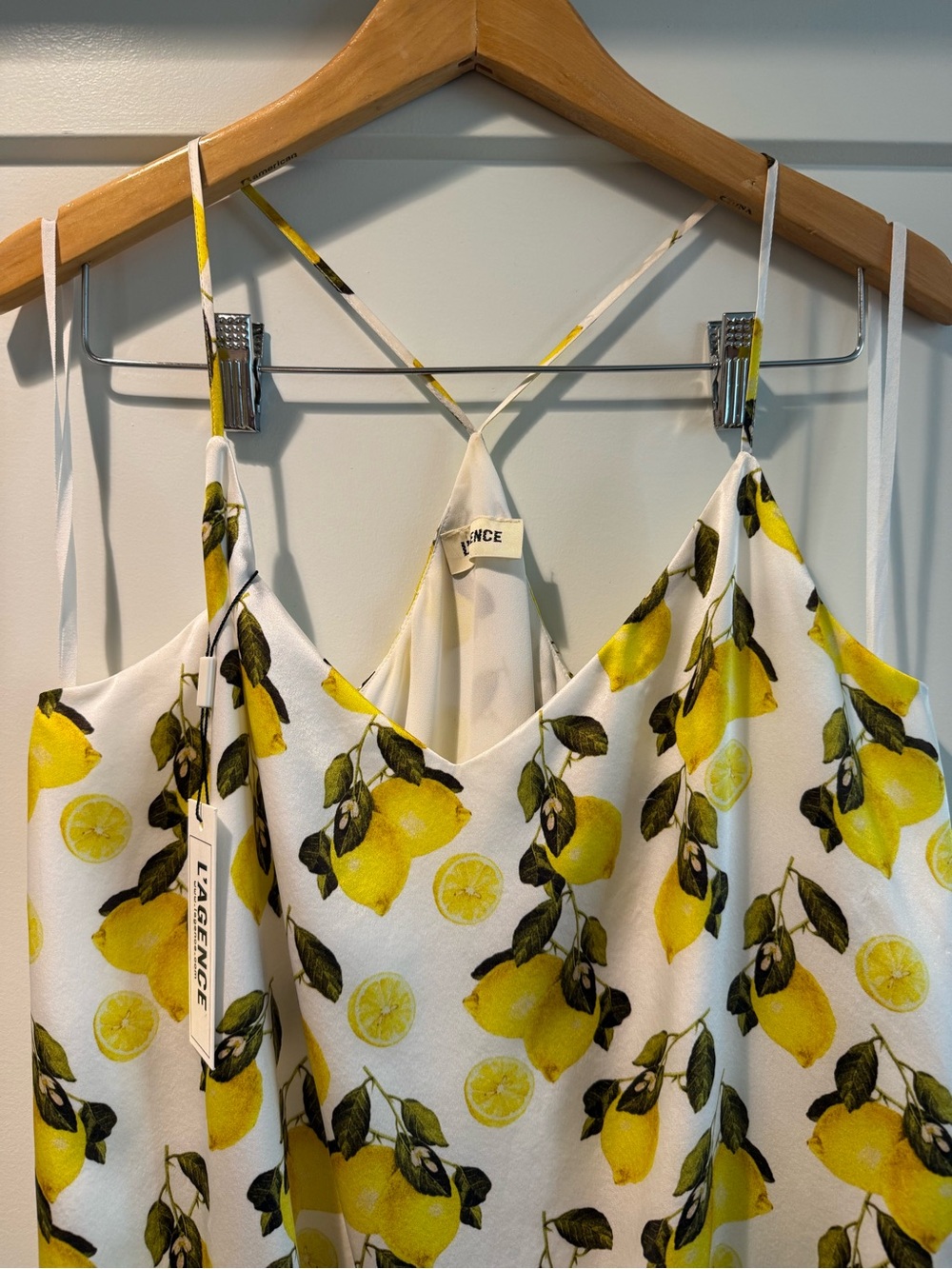 L'AGENCE White Lemon-Print Silk Bodysuit Size Large - Picture 7 of 16